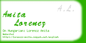 anita lorencz business card